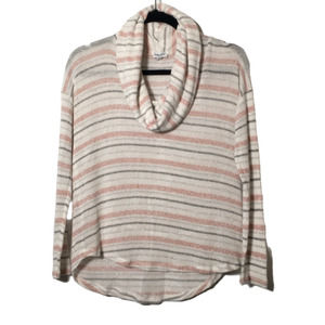 Splendid Striped Metallic Longsleeve Cowl Neck Cozy Sweater Made in the USA XS